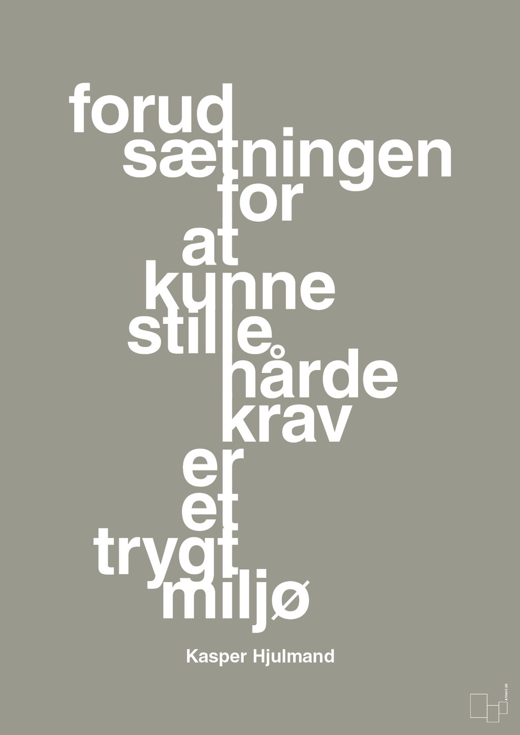 plakat: forudsætningen for at kunne stille de hårde krav er et trygt miljø - battleship gray-Fodbold-A1two3