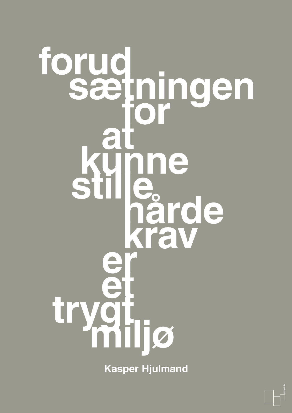 plakat: forudsætningen for at kunne stille de hårde krav er et trygt miljø - battleship gray-Fodbold-A1two3