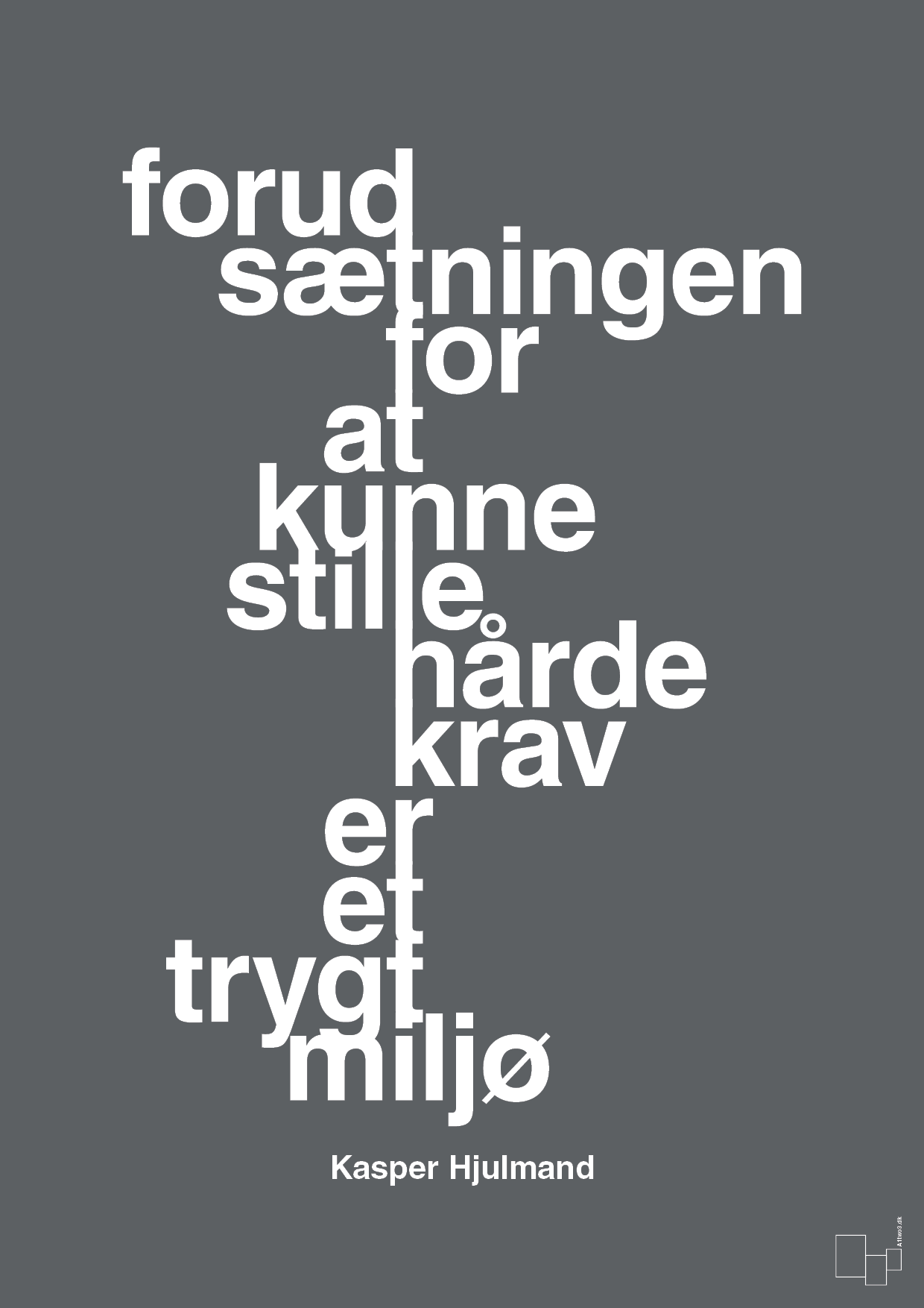 plakat: forudsætningen for at kunne stille de hårde krav er et trygt miljø - graphic charcoal-Fodbold-A1two3