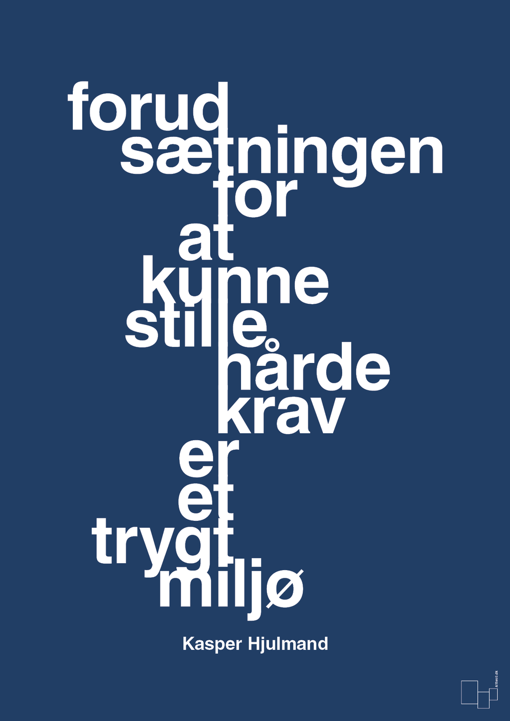 plakat: forudsætningen for at kunne stille de hårde krav er et trygt miljø - lapis blue-Fodbold-A1two3