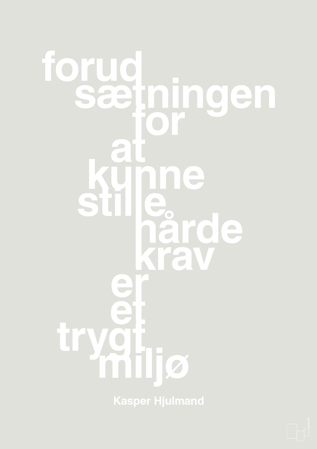 plakat: forudsætningen for at kunne stille de hårde krav er et trygt miljø - painters white-Fodbold-A1two3