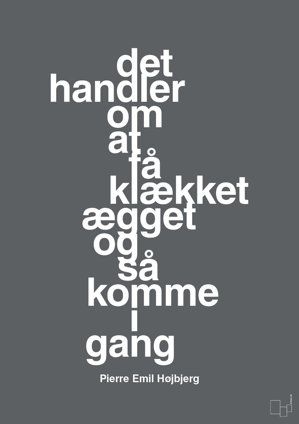 plakat: det handler om at få klækket ægget og så komme i gang - graphic charcoal-Fodbold-A1two3