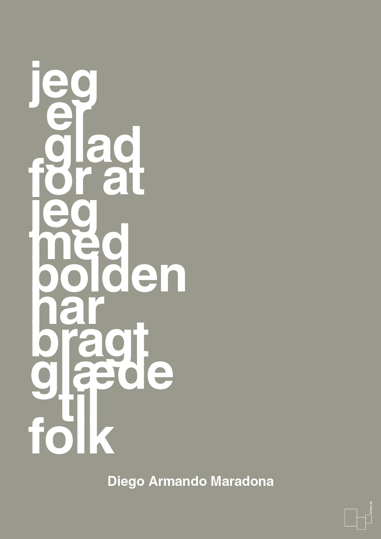 plakat: jeg er glad for at jeg med bolden har bragt glæde til folk - battleship gray-Fodbold-A1two3