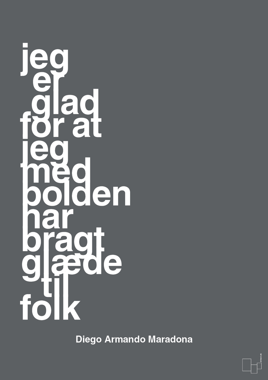 plakat: jeg er glad for at jeg med bolden har bragt glæde til folk - graphic charcoal-Fodbold-A1two3