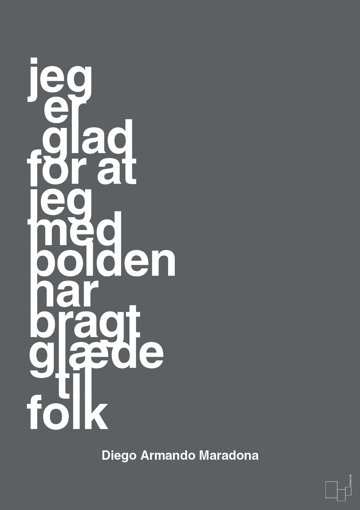 plakat: jeg er glad for at jeg med bolden har bragt glæde til folk - graphic charcoal-Fodbold-A1two3