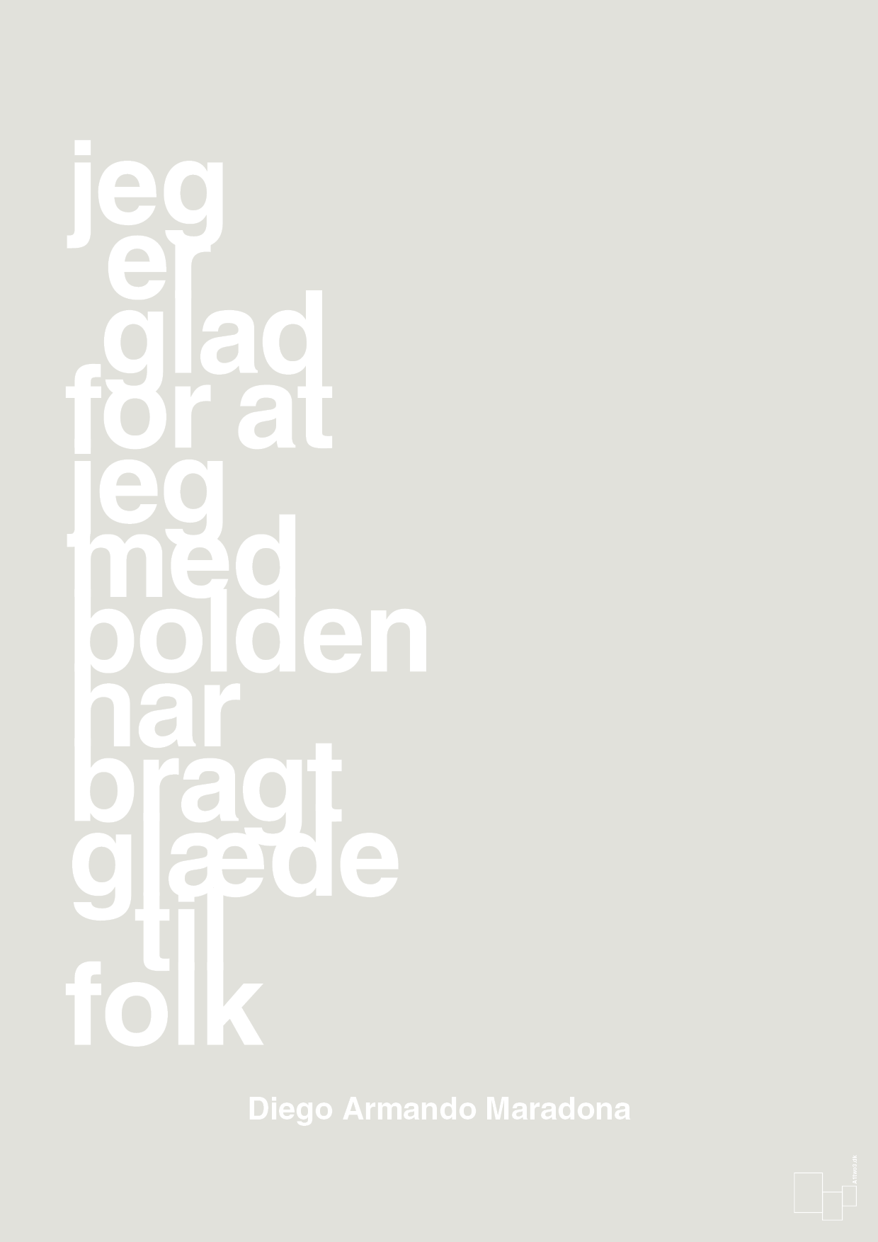 plakat: jeg er glad for at jeg med bolden har bragt glæde til folk - painters white-Fodbold-A1two3