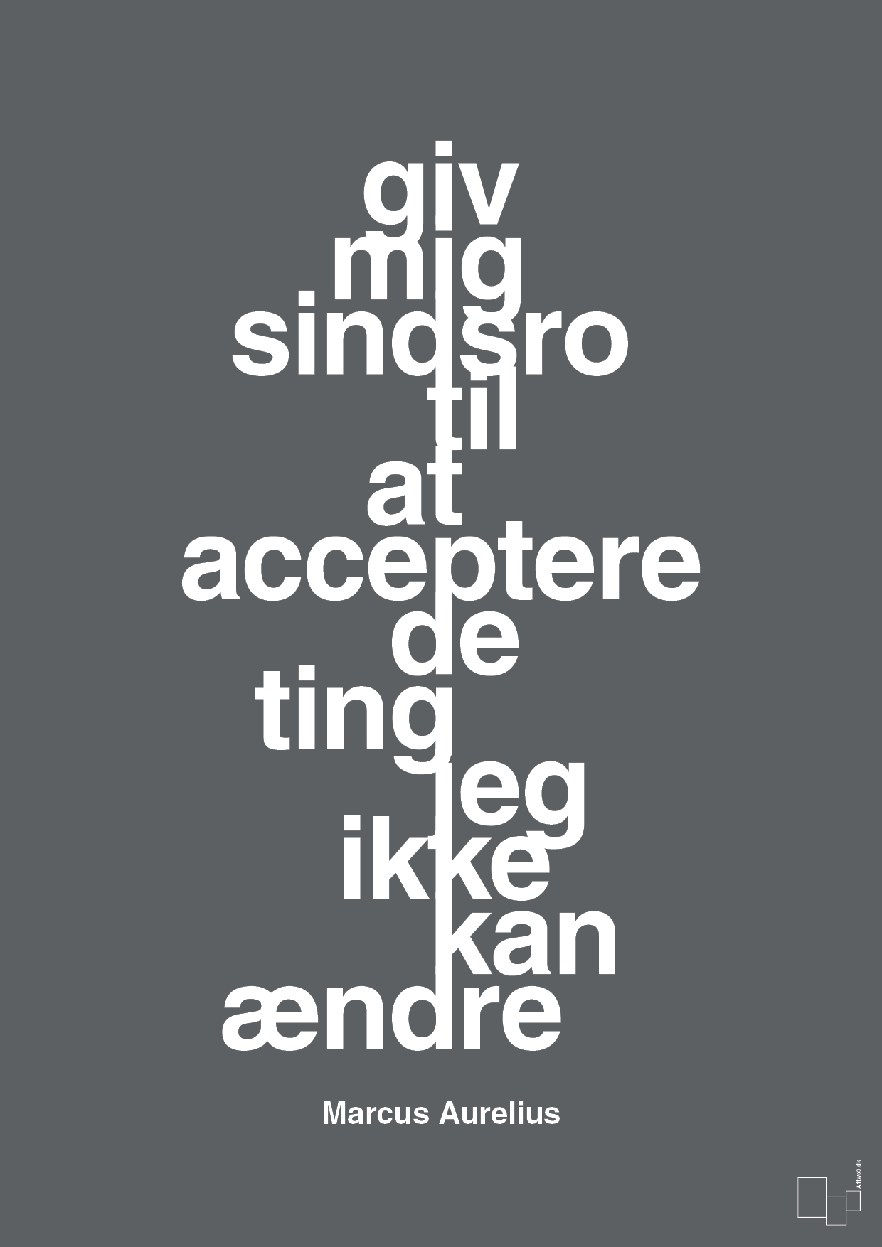 plakat: giv mig sindsro til at acceptere de ting jeg ikke kan ændre - graphic charcoal-Filosof-A1two3