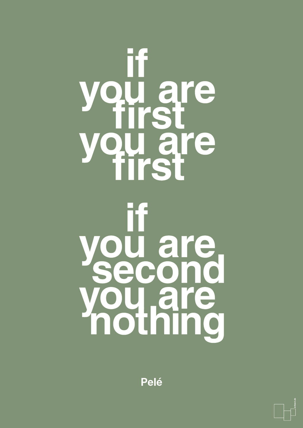 plakat: if you are first you are first if you are second you are nothing - jade-Fodbold-A1two3