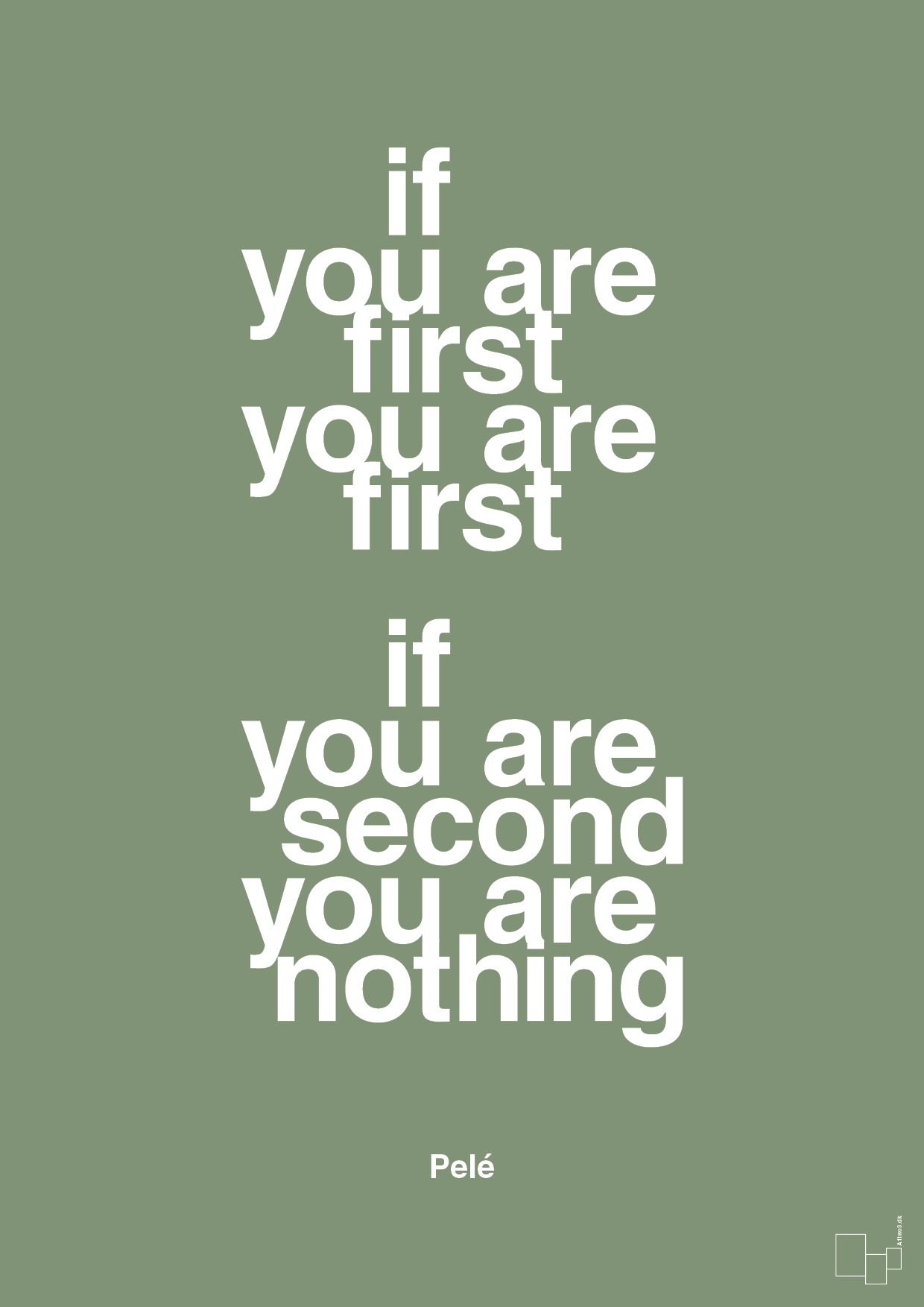 plakat: if you are first you are first if you are second you are nothing - jade-Fodbold-A1two3