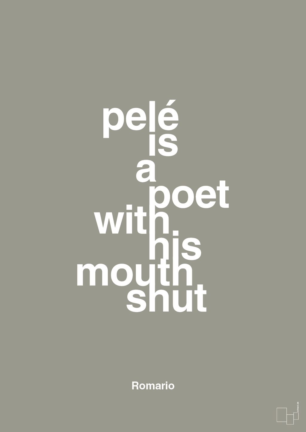 plakat: pelé is a poet with his mouth shut - battleship gray-Fodbold-A1two3