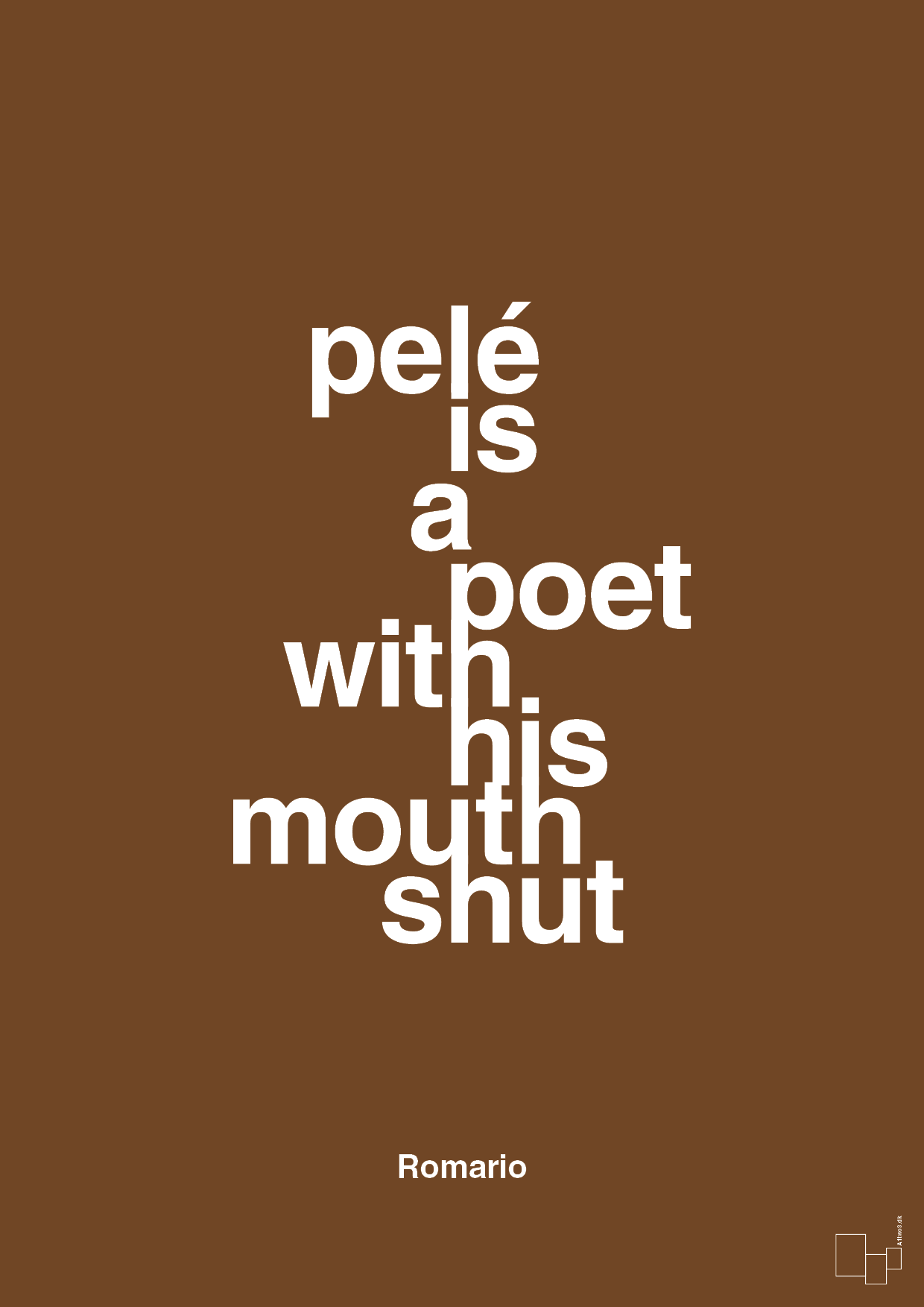 plakat: pelé is a poet with his mouth shut - dark brown-Fodbold-A1two3