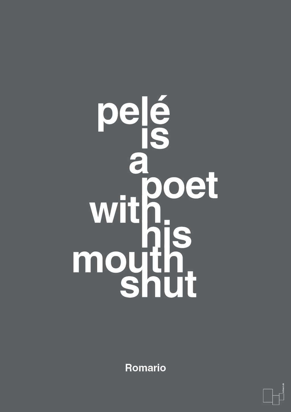plakat: pelé is a poet with his mouth shut - graphic charcoal-Fodbold-A1two3