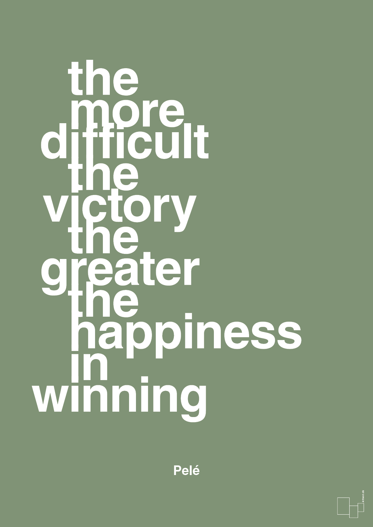 plakat: the more difficult the victory the greater the happiness in winning - jade-Fodbold-A1two3