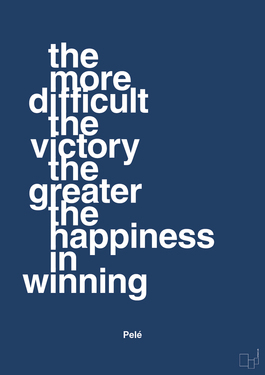 plakat: the more difficult the victory the greater the happiness in winning - lapis blue-Fodbold-A1two3
