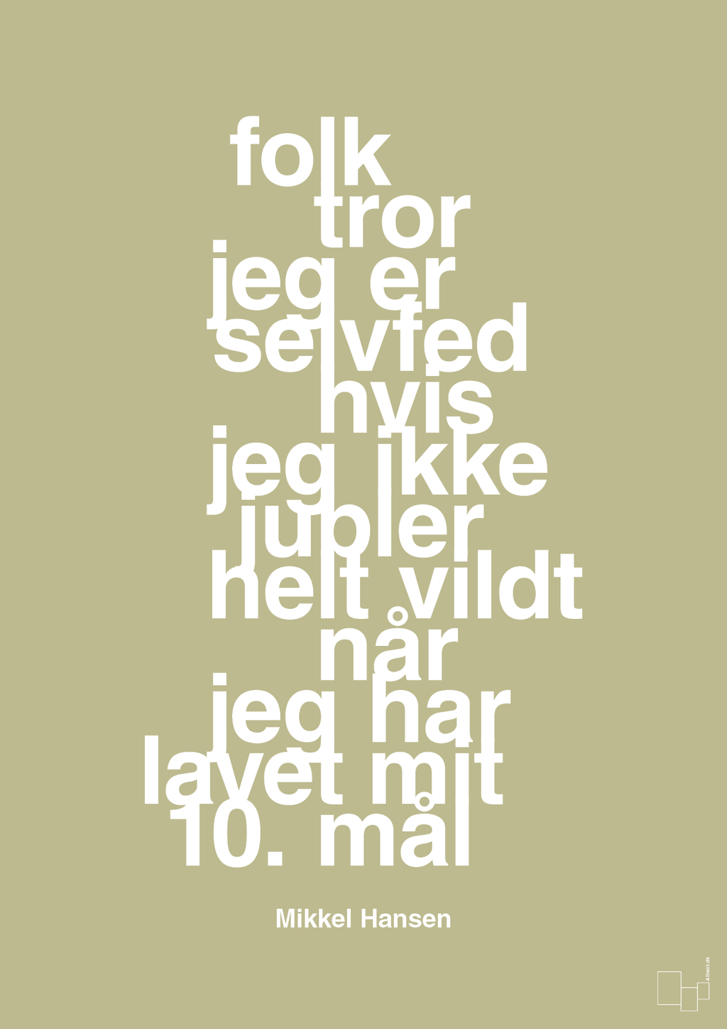 plakat: folk tror jeg er selvfed hvis jeg ikke jubler helt vildt når jeg har lavet mit 10. mål - back to nature-Håndbold-A1two3