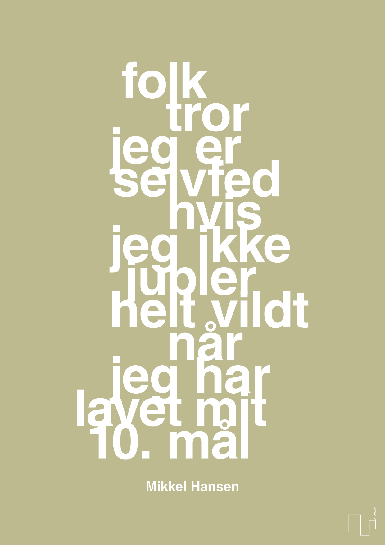 plakat: folk tror jeg er selvfed hvis jeg ikke jubler helt vildt når jeg har lavet mit 10. mål - back to nature-Håndbold-A1two3