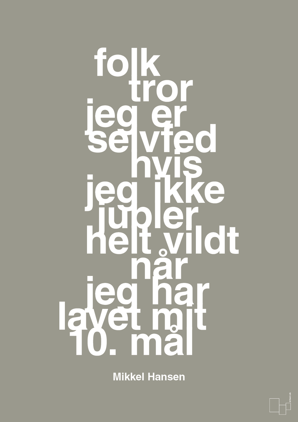 plakat: folk tror jeg er selvfed hvis jeg ikke jubler helt vildt når jeg har lavet mit 10. mål - battleship gray-Håndbold-A1two3
