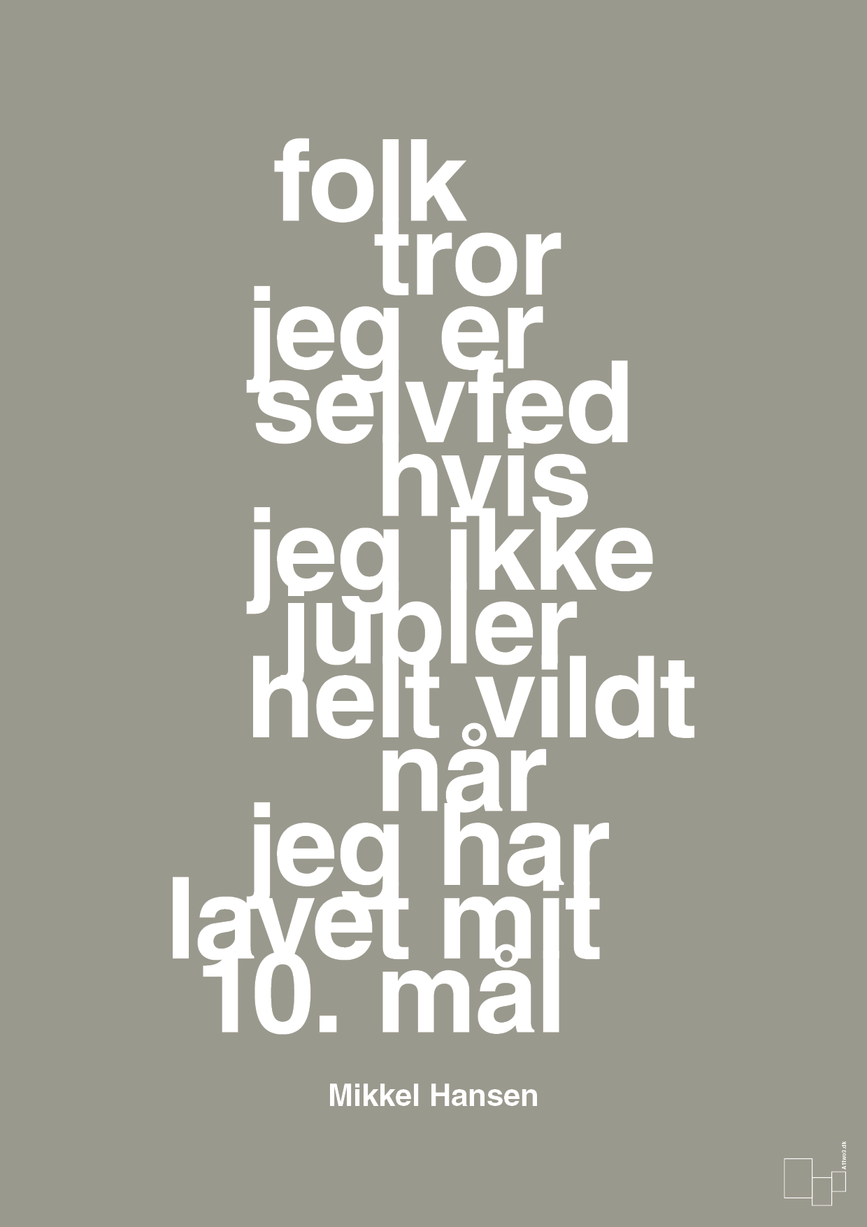 plakat: folk tror jeg er selvfed hvis jeg ikke jubler helt vildt når jeg har lavet mit 10. mål - battleship gray-Håndbold-A1two3