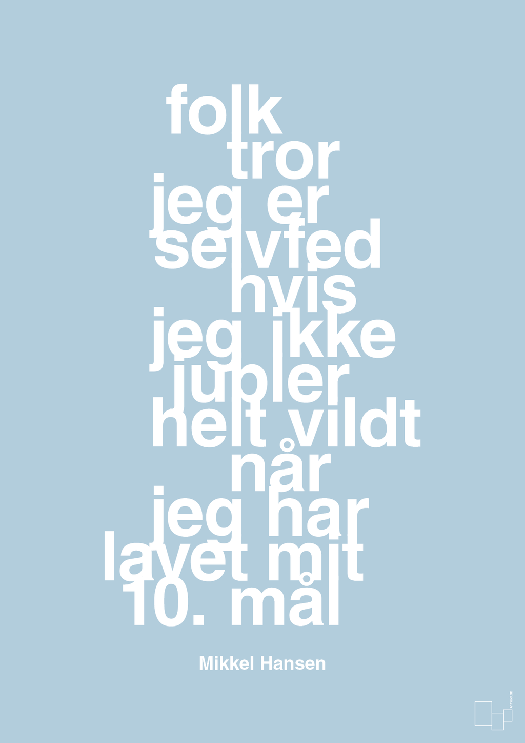 plakat: folk tror jeg er selvfed hvis jeg ikke jubler helt vildt når jeg har lavet mit 10. mål - heavenly blue-Håndbold-A1two3
