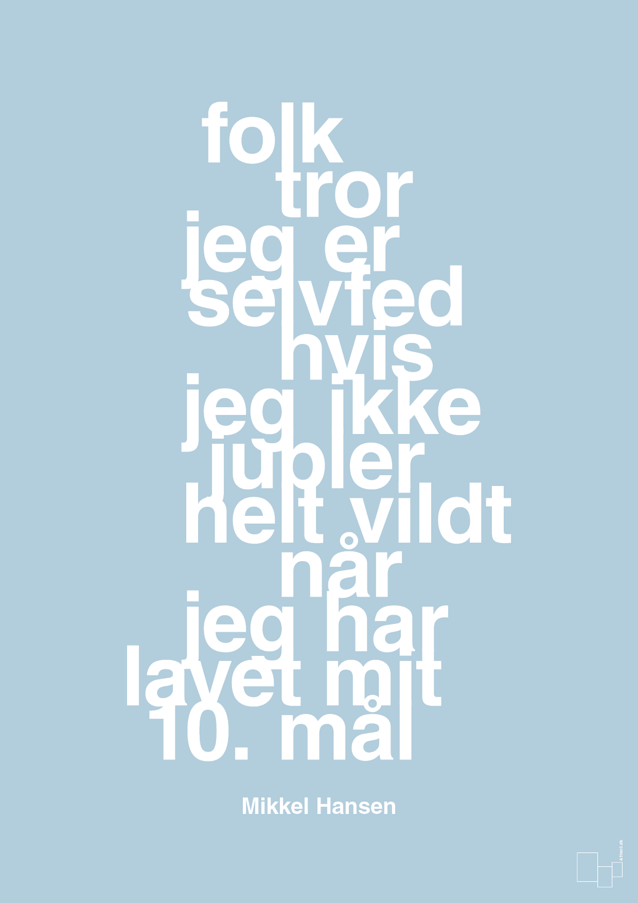 plakat: folk tror jeg er selvfed hvis jeg ikke jubler helt vildt når jeg har lavet mit 10. mål - heavenly blue-Håndbold-A1two3