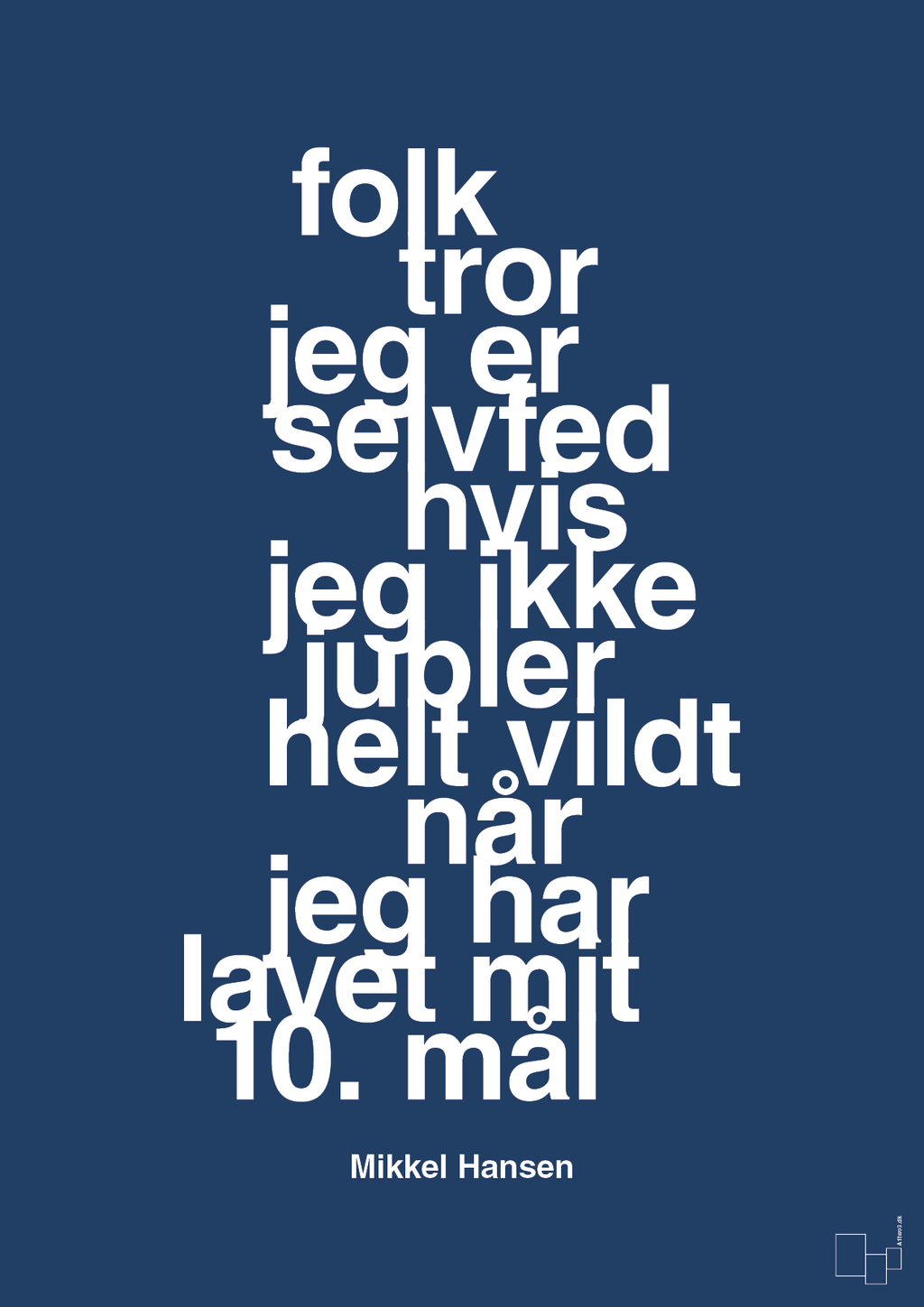 plakat: folk tror jeg er selvfed hvis jeg ikke jubler helt vildt når jeg har lavet mit 10. mål - lapis blue-Håndbold-A1two3