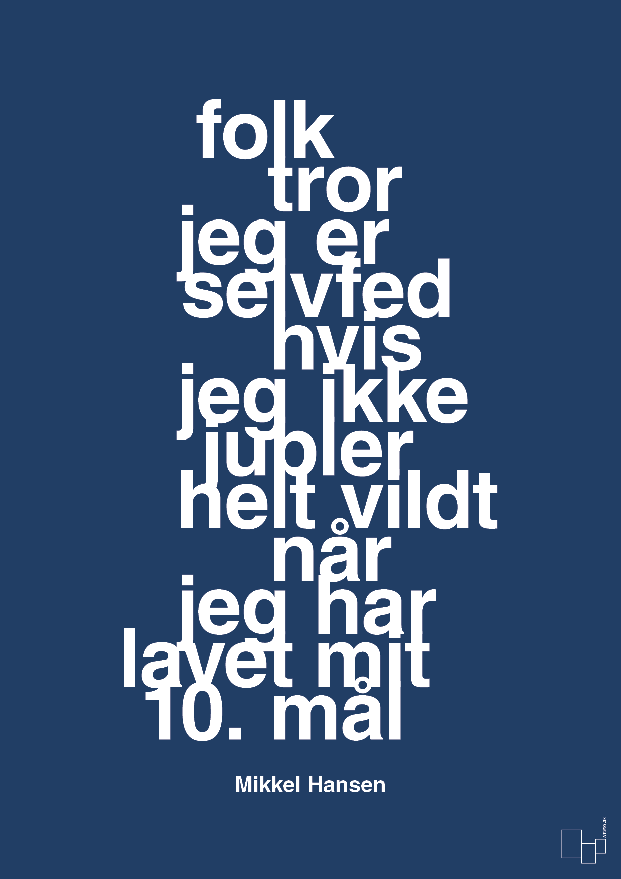 plakat: folk tror jeg er selvfed hvis jeg ikke jubler helt vildt når jeg har lavet mit 10. mål - lapis blue-Håndbold-A1two3