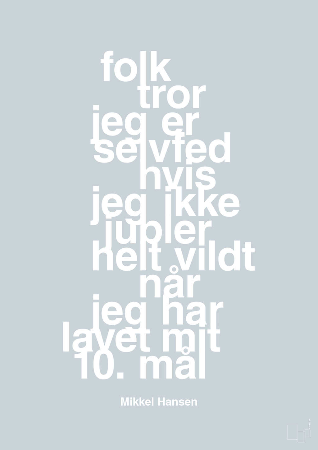 plakat: folk tror jeg er selvfed hvis jeg ikke jubler helt vildt når jeg har lavet mit 10. mål - light drizzle-Håndbold-A1two3