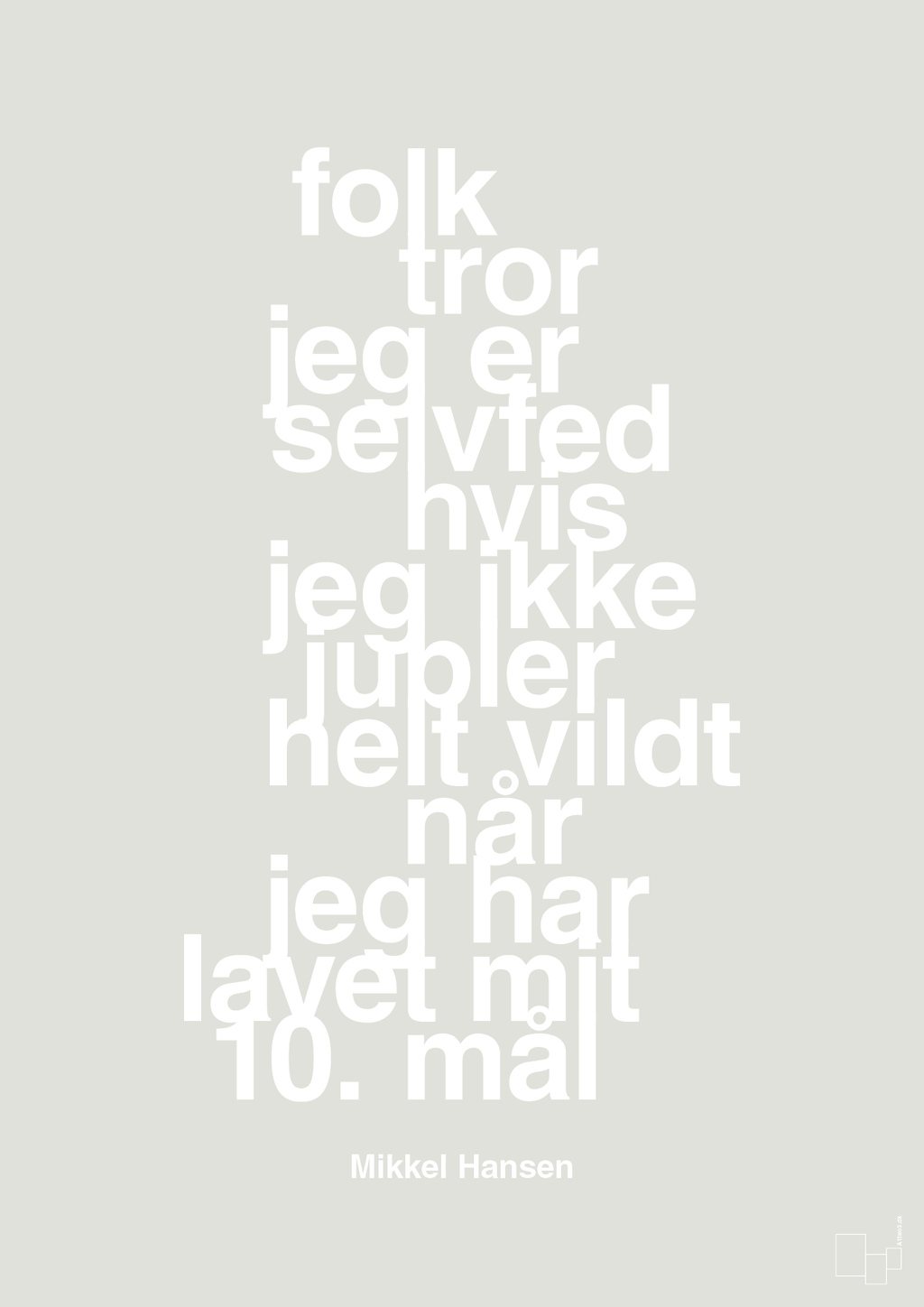 plakat: folk tror jeg er selvfed hvis jeg ikke jubler helt vildt når jeg har lavet mit 10. mål - painters white-Håndbold-A1two3