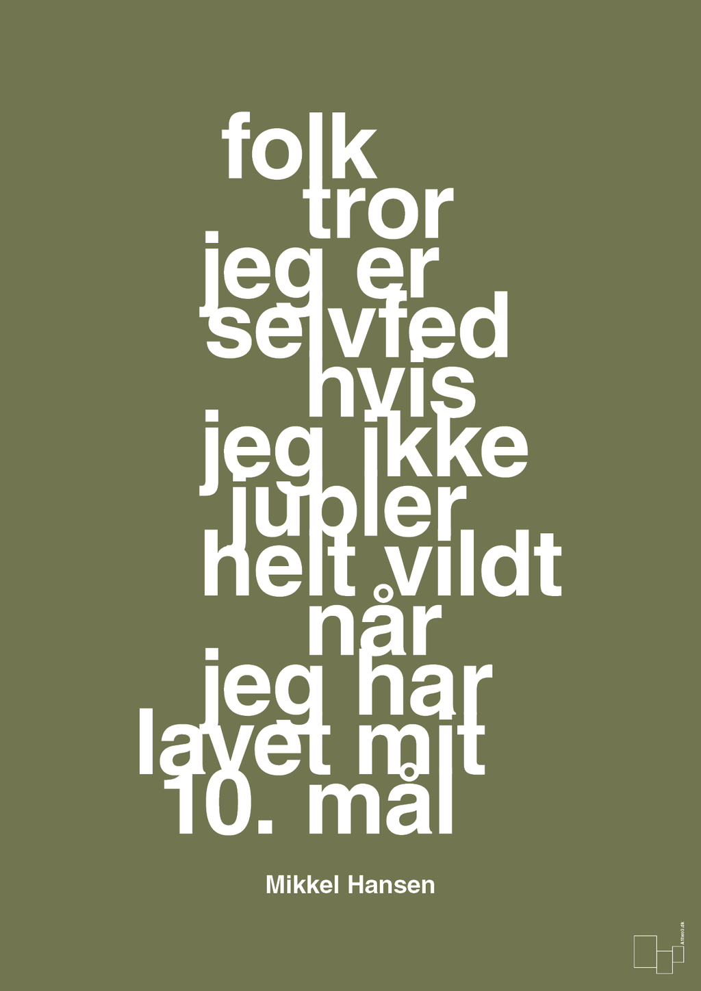 plakat: folk tror jeg er selvfed hvis jeg ikke jubler helt vildt når jeg har lavet mit 10. mål - secret meadow-Håndbold-A1two3