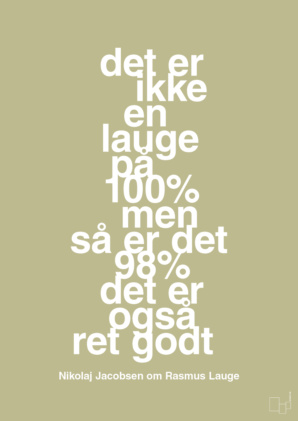 plakat: det er ikke en lauge på 100% men så er det 98% det er også ret godt - back to nature-Håndbold-A1two3