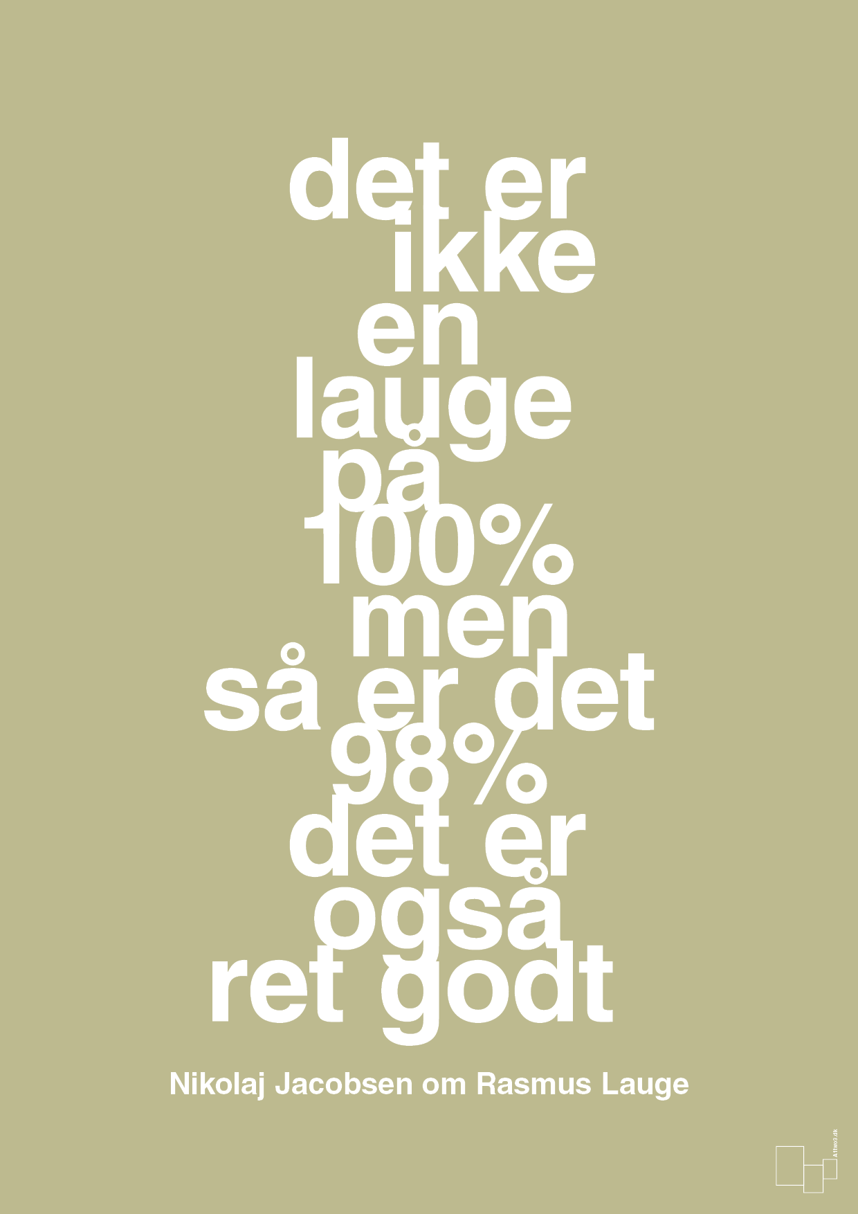plakat: det er ikke en lauge på 100% men så er det 98% det er også ret godt - back to nature-Håndbold-A1two3