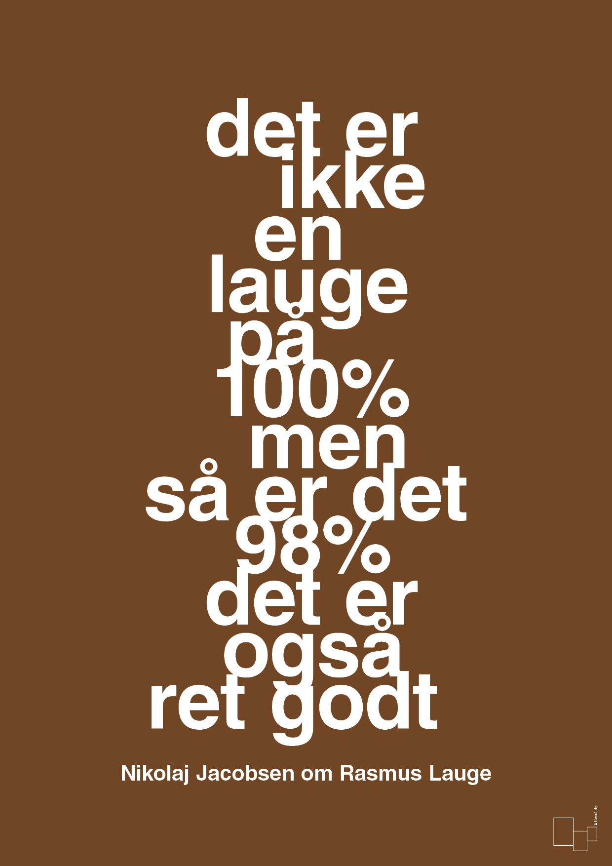 plakat: det er ikke en lauge på 100% men så er det 98% det er også ret godt - dark brown-Håndbold-A1two3