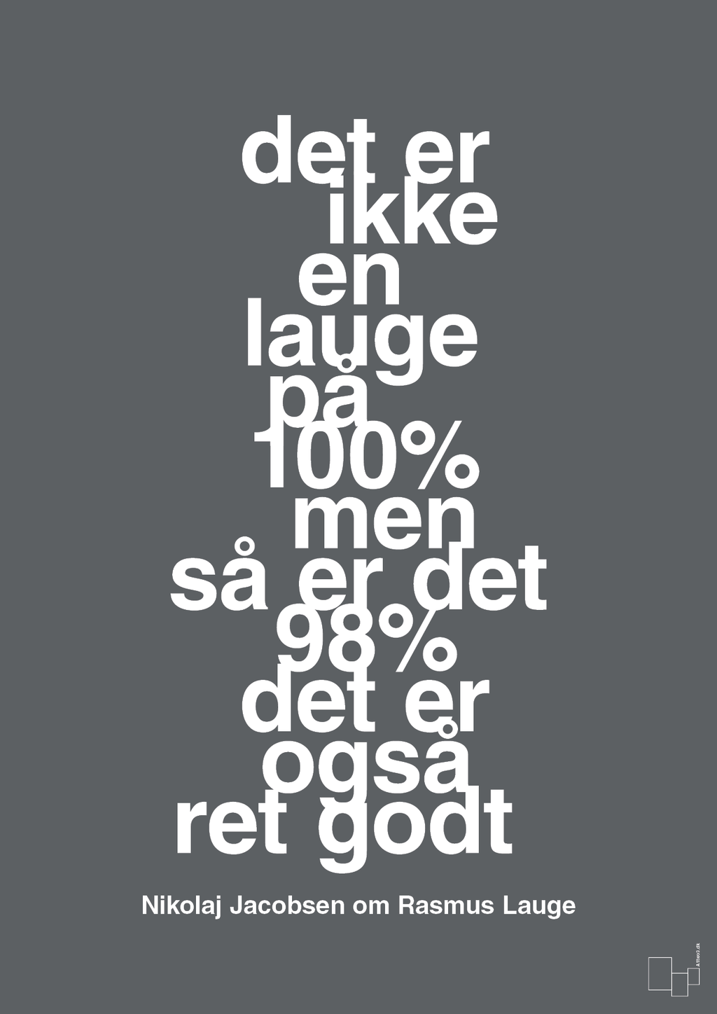 plakat: det er ikke en lauge på 100% men så er det 98% det er også ret godt - graphic charcoal-Håndbold-A1two3