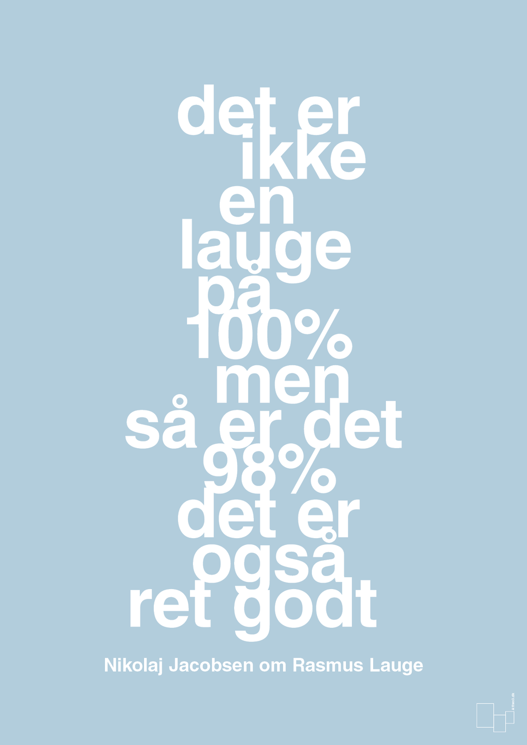 plakat: det er ikke en lauge på 100% men så er det 98% det er også ret godt - heavenly blue-Håndbold-A1two3