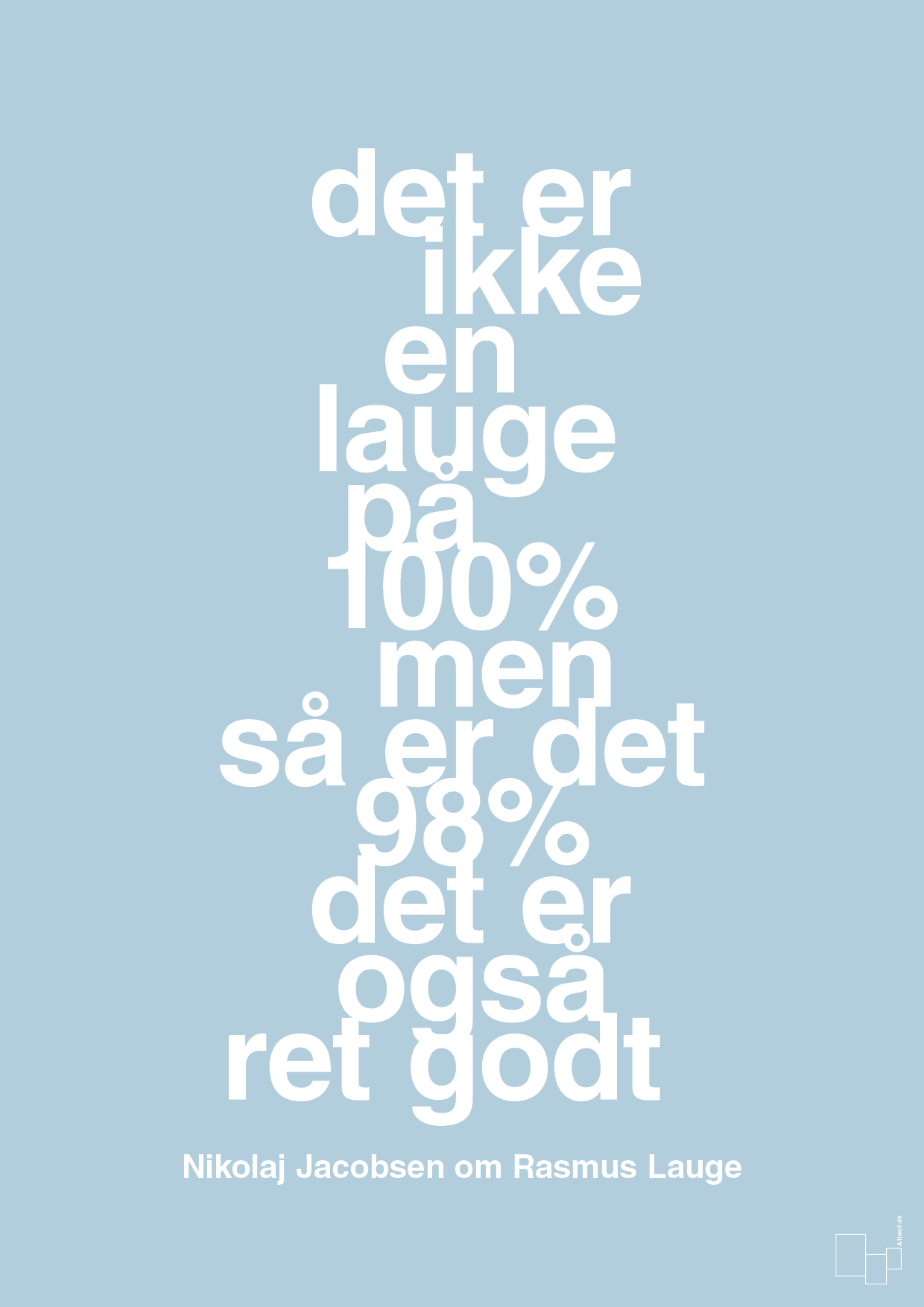 plakat: det er ikke en lauge på 100% men så er det 98% det er også ret godt - heavenly blue-Håndbold-A1two3