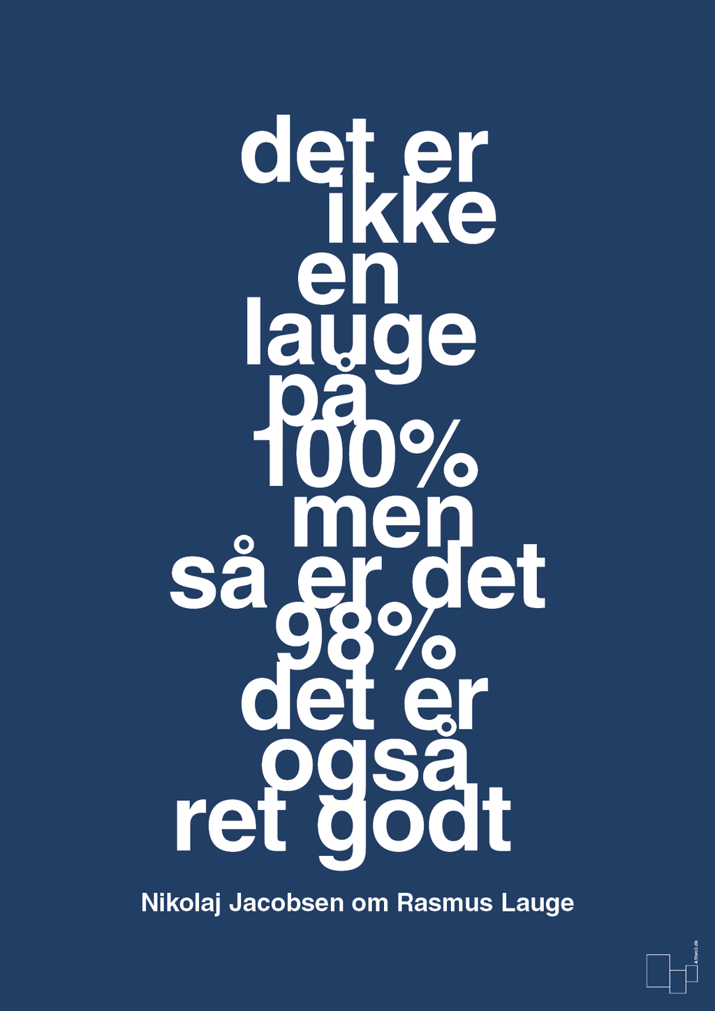 plakat: det er ikke en lauge på 100% men så er det 98% det er også ret godt - lapis blue-Håndbold-A1two3