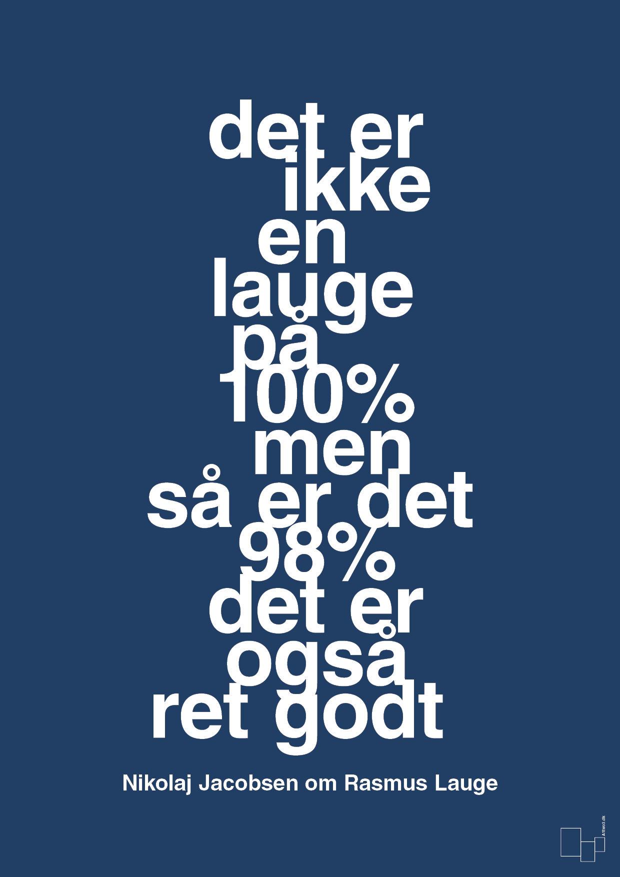plakat: det er ikke en lauge på 100% men så er det 98% det er også ret godt - lapis blue-Håndbold-A1two3