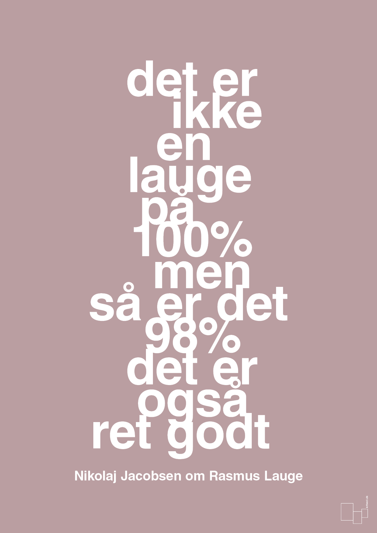 plakat: det er ikke en lauge på 100% men så er det 98% det er også ret godt - light rose-Håndbold-A1two3