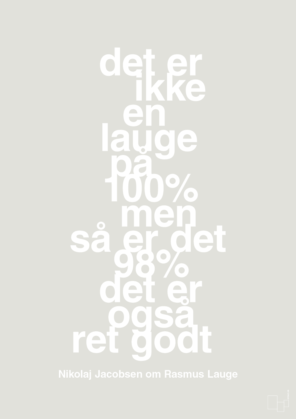 plakat: det er ikke en lauge på 100% men så er det 98% det er også ret godt - painters white-Håndbold-A1two3