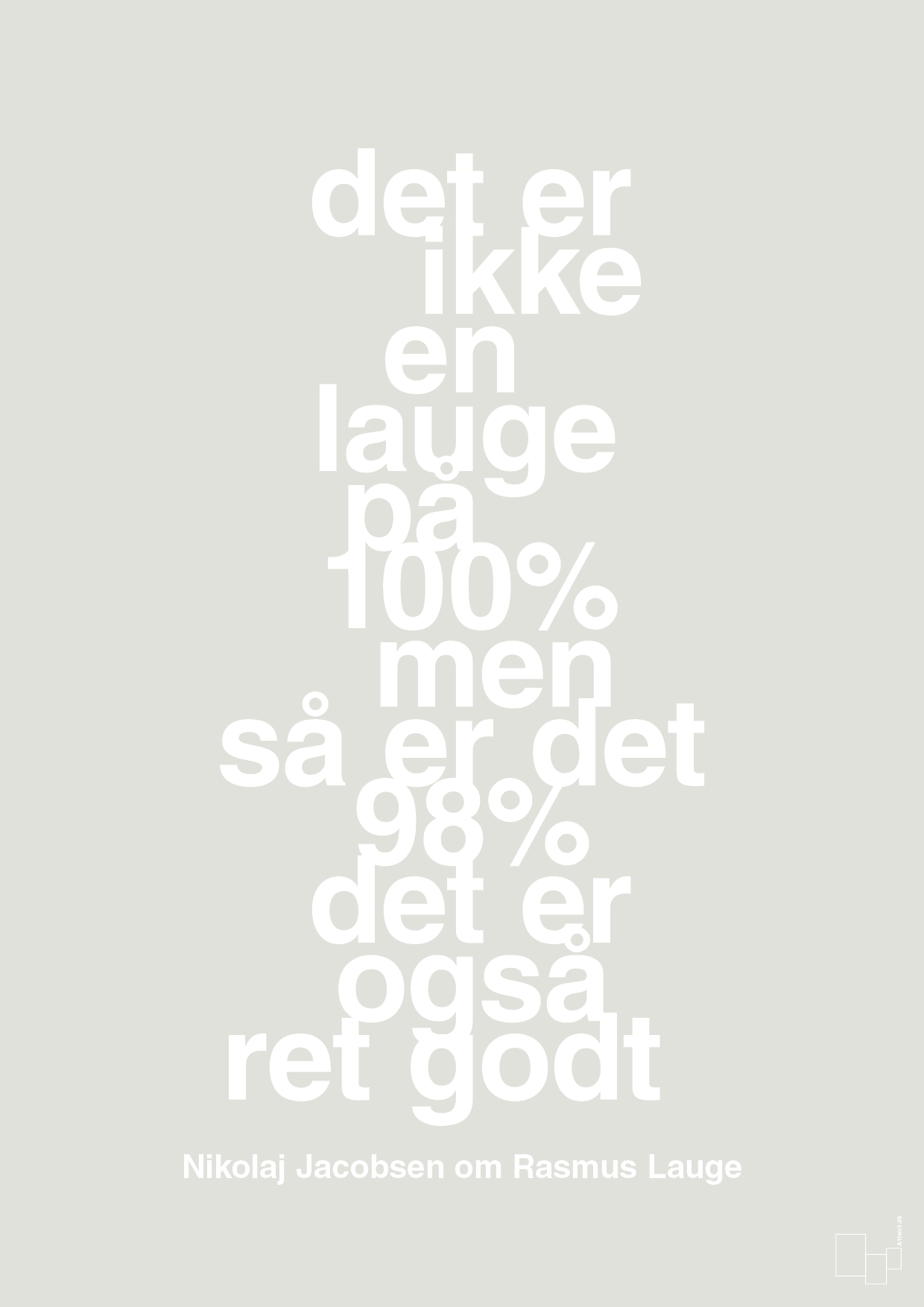 plakat: det er ikke en lauge på 100% men så er det 98% det er også ret godt - painters white-Håndbold-A1two3