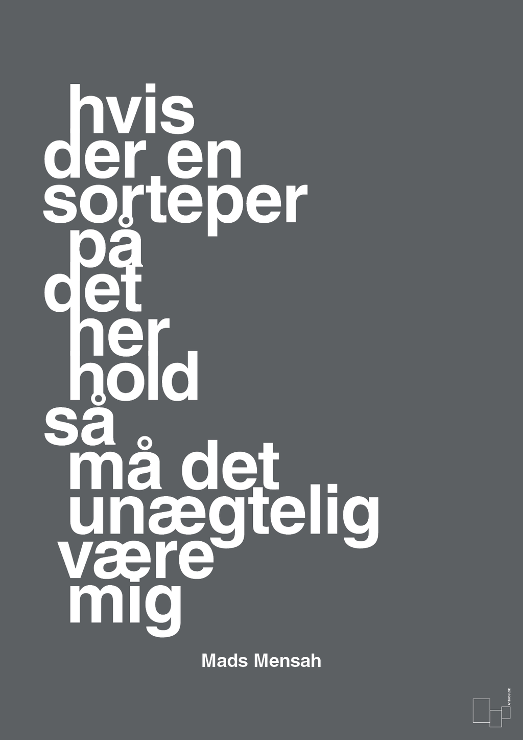 plakat: hvis der en sorteper på det her hold så må det unægtelig være mig - graphic charcoal-Håndbold-A1two3