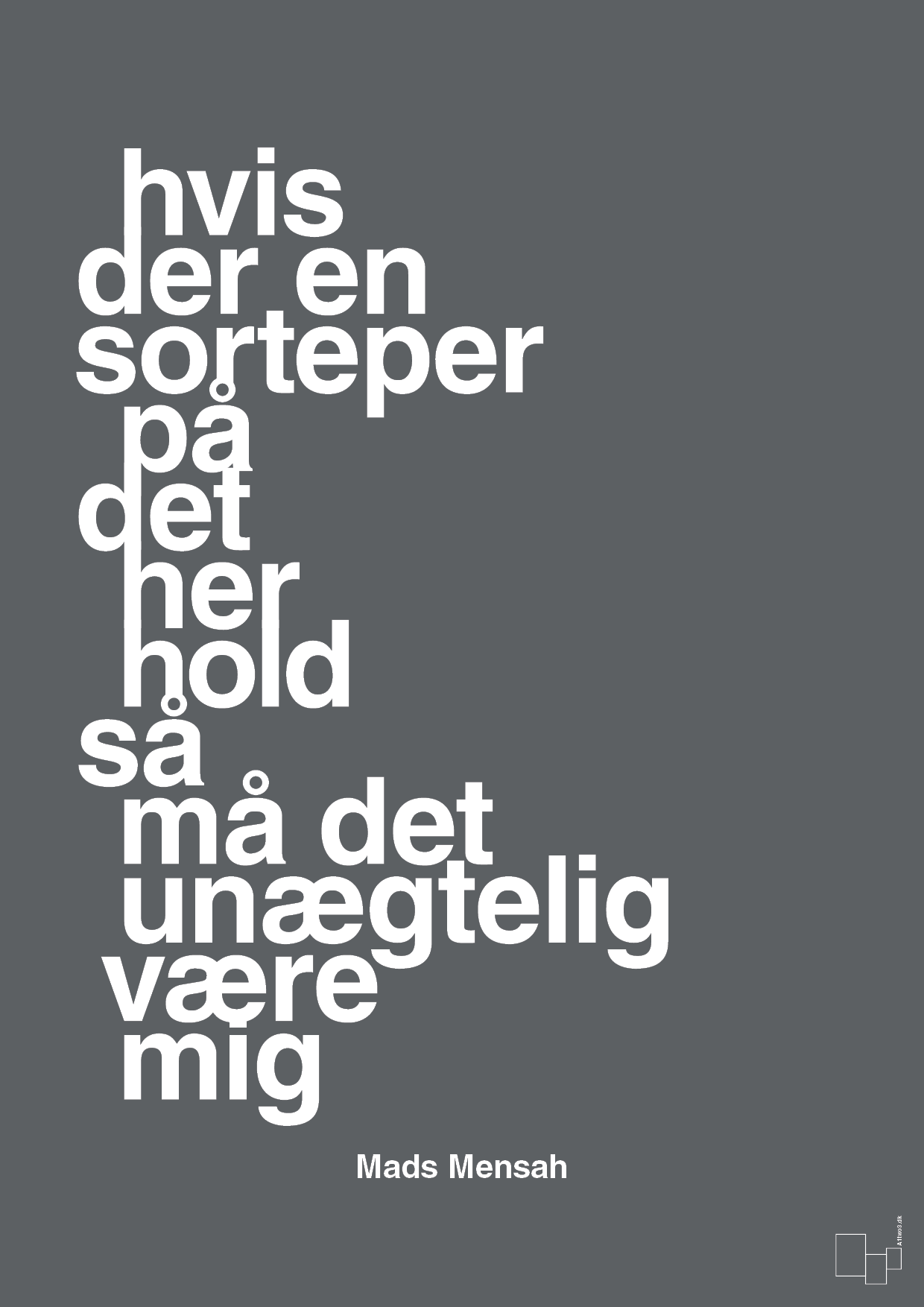plakat: hvis der en sorteper på det her hold så må det unægtelig være mig - graphic charcoal-Håndbold-A1two3