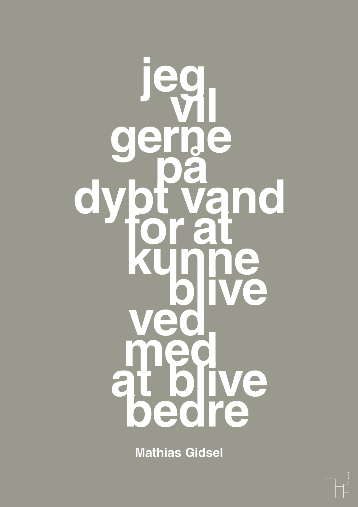 plakat: jeg vil gerne på dybt vand for at kunne blive ved med at blive bedre - battleship gray-Håndbold-A1two3