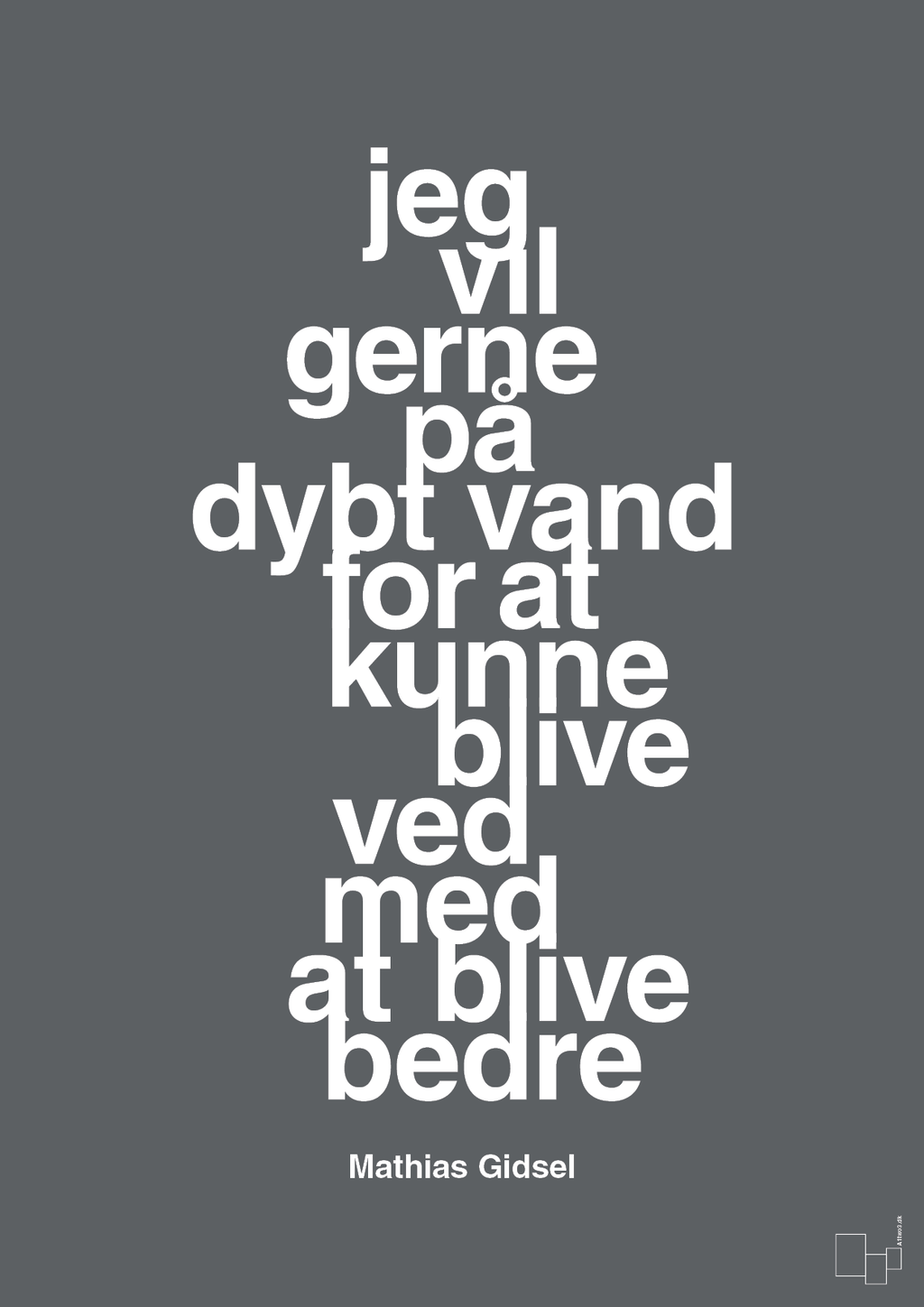 plakat: jeg vil gerne på dybt vand for at kunne blive ved med at blive bedre - graphic charcoal-Håndbold-A1two3