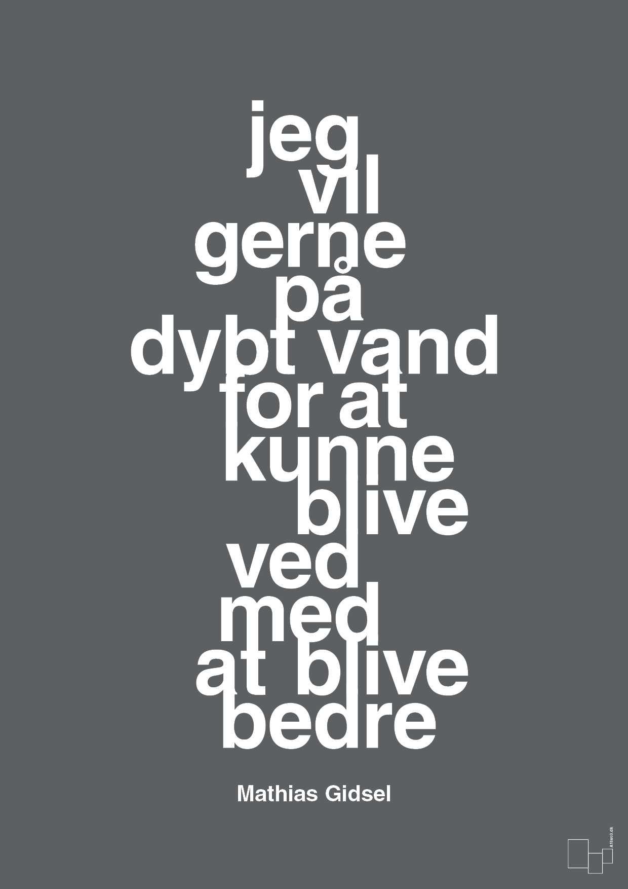 plakat: jeg vil gerne på dybt vand for at kunne blive ved med at blive bedre - graphic charcoal-Håndbold-A1two3