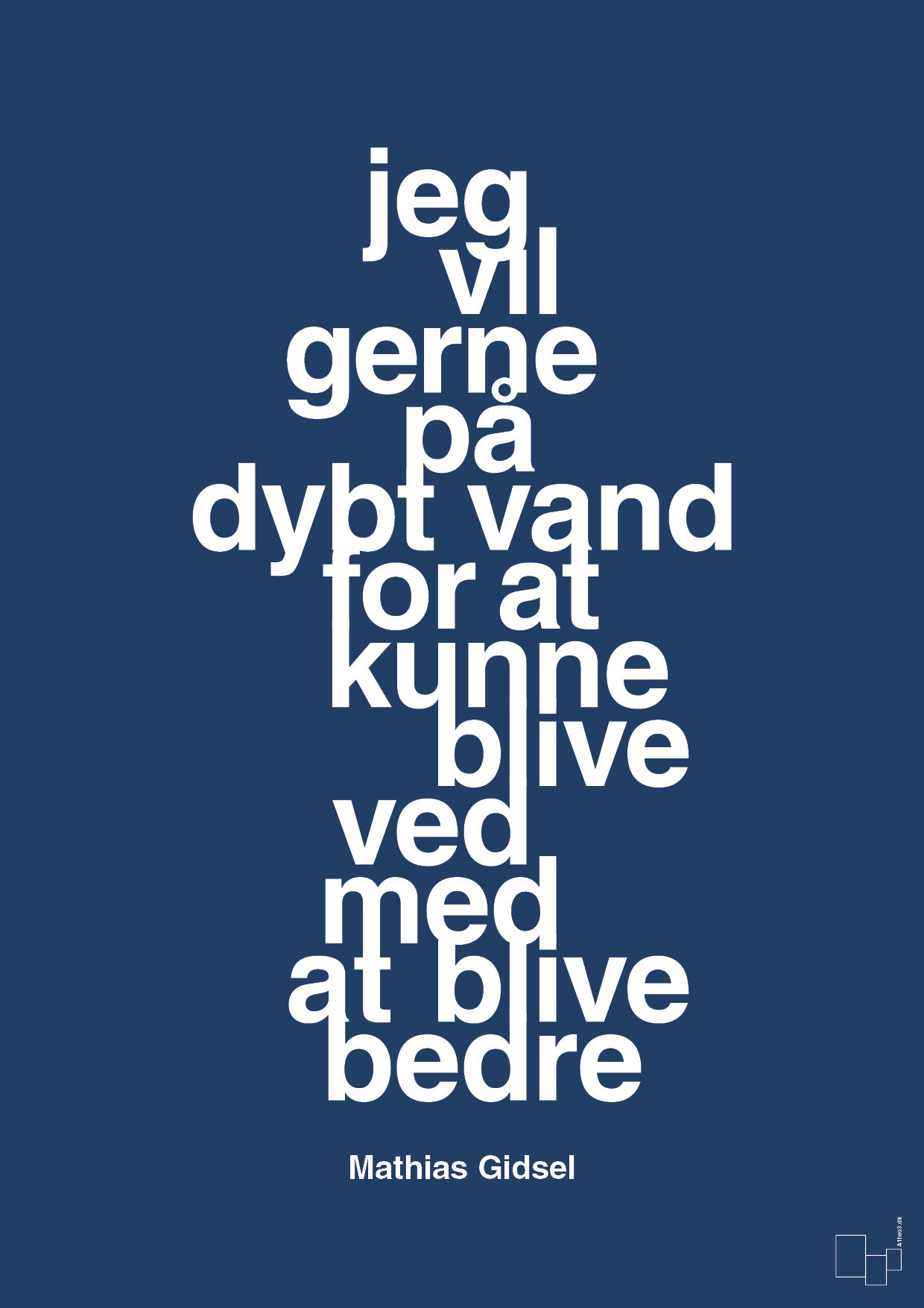 plakat: jeg vil gerne på dybt vand for at kunne blive ved med at blive bedre - lapis blue-Håndbold-A1two3