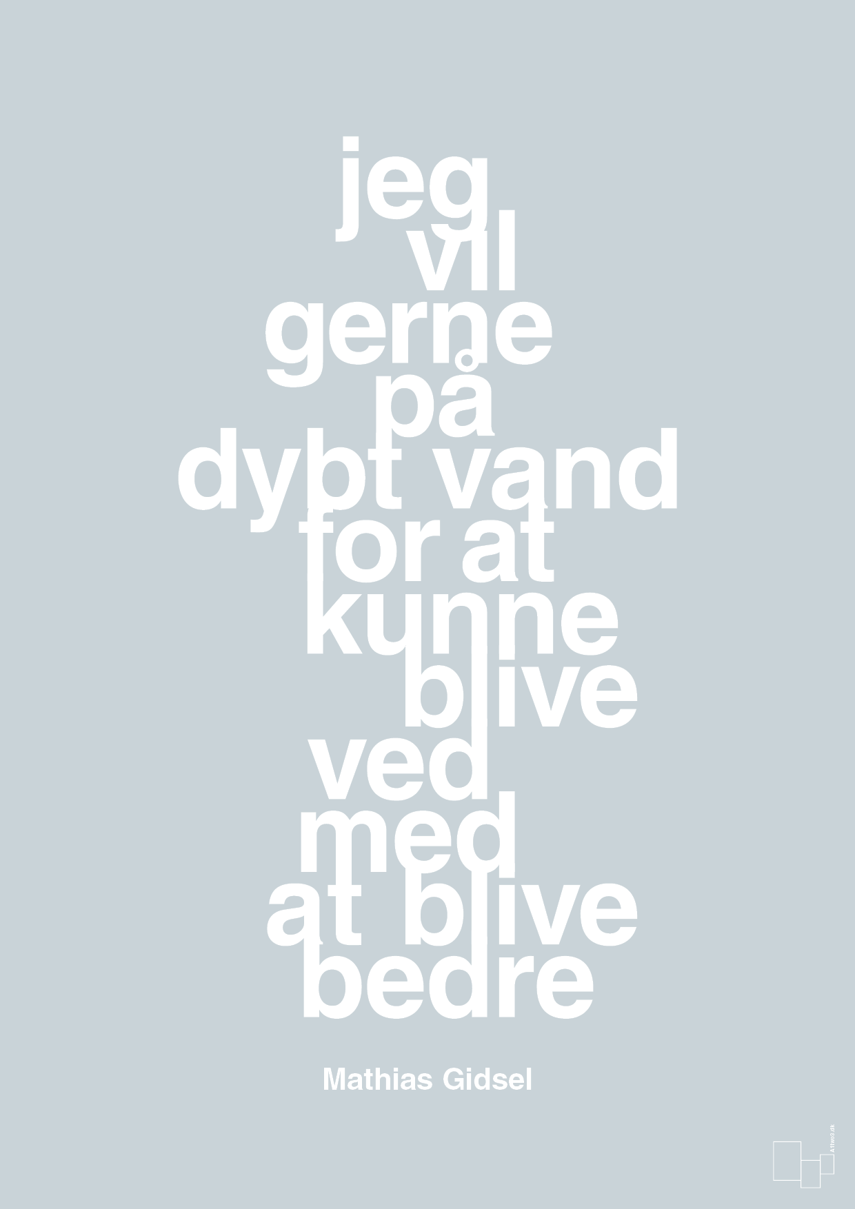 plakat: jeg vil gerne på dybt vand for at kunne blive ved med at blive bedre - light drizzle-Håndbold-A1two3