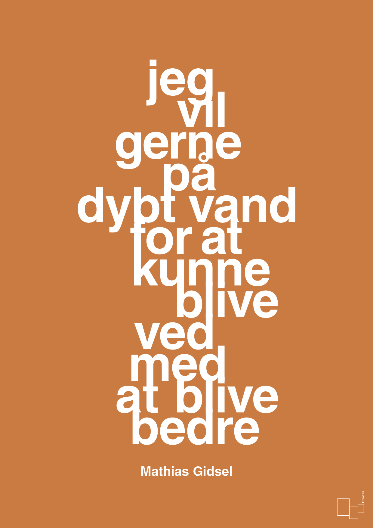 plakat: jeg vil gerne på dybt vand for at kunne blive ved med at blive bedre - rumba orange-Håndbold-A1two3