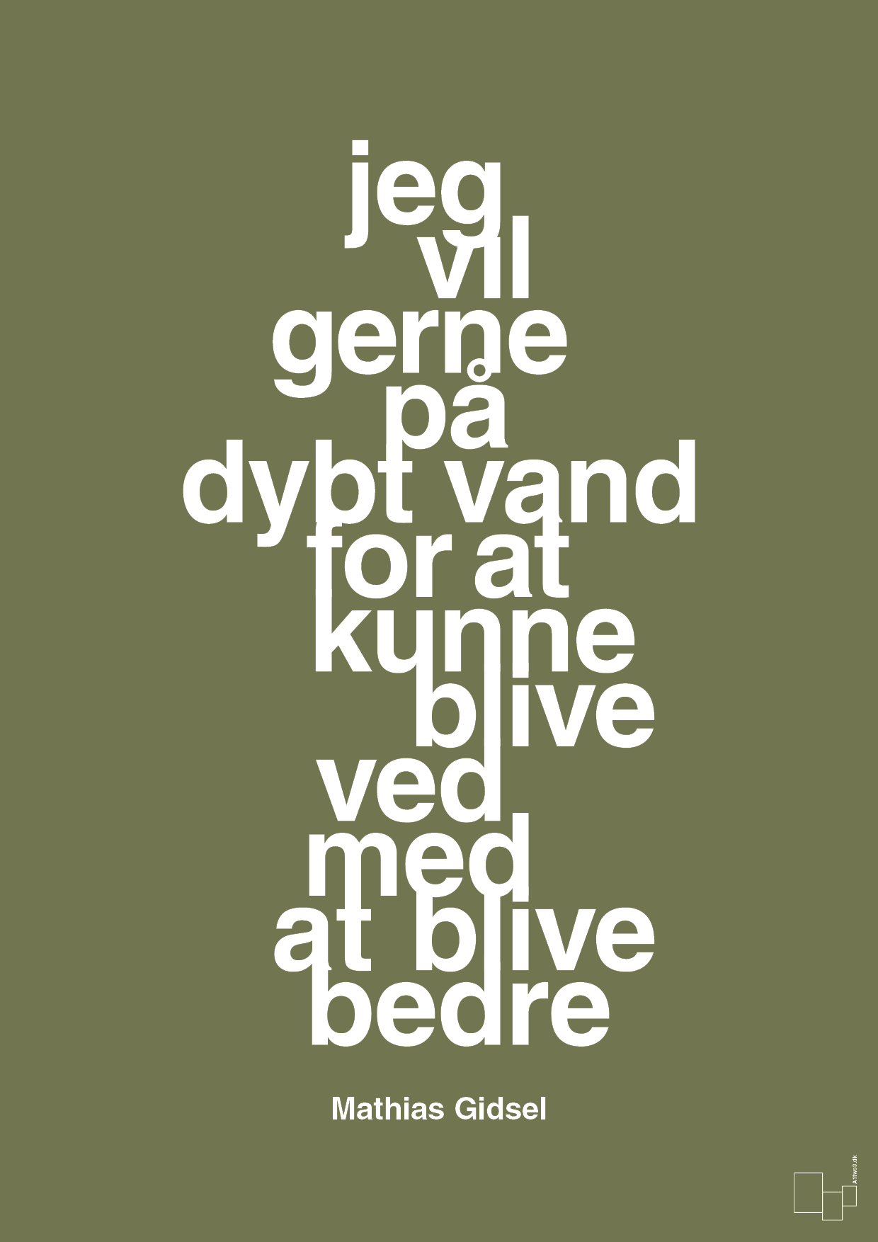 plakat: jeg vil gerne på dybt vand for at kunne blive ved med at blive bedre - secret meadow-Håndbold-A1two3