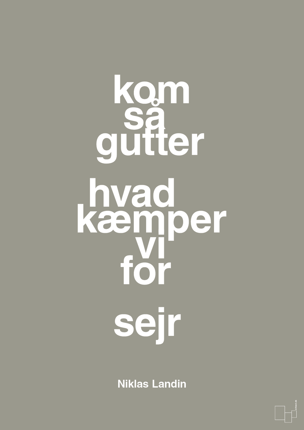 plakat: kom så gutter hvad kæmper vi for sejr - battleship gray-Håndbold-A1two3